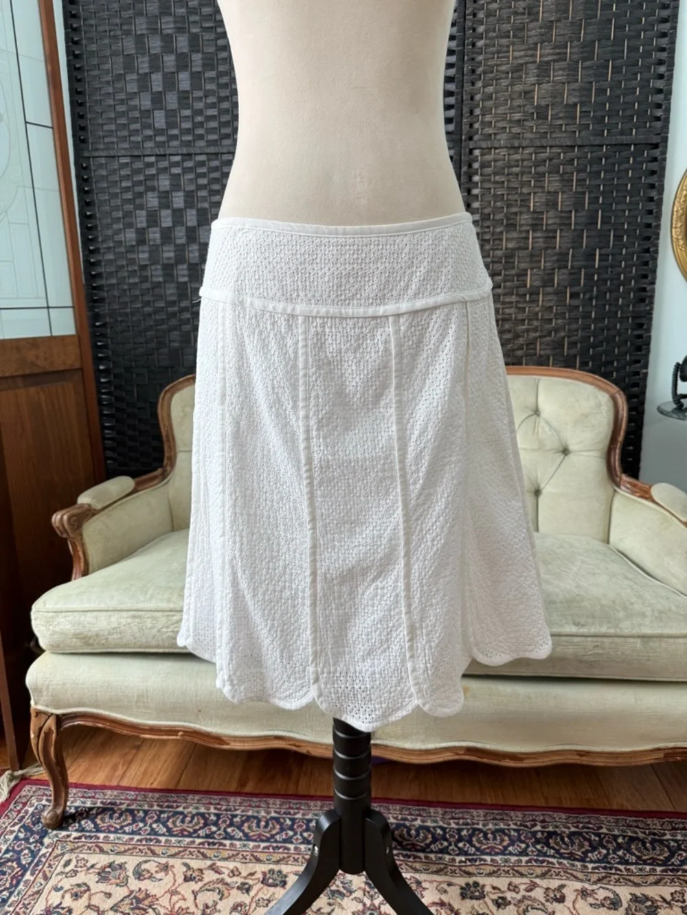 🤍 Vintage Nine West Ivory Eyelet 2PC Set Blazer & Skirt Cottage Chic - Picture 8 of 15